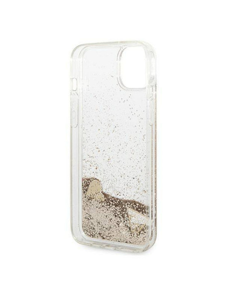 Véritable GUESS Case GUOHCP14MGLHFLGO pour iPhone 14 PLUS (Liquide Glitter Charms / Gold)