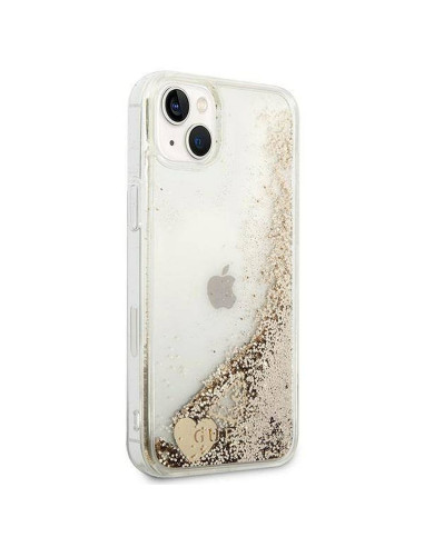 Véritable GUESS Case GUOHCP14MGLHFLGO pour iPhone 14 PLUS (Liquide Glitter Charms / Gold)