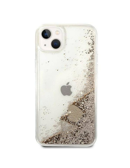 Véritable GUESS Case GUOHCP14MGLHFLGO pour iPhone 14 PLUS (Liquide Glitter Charms / Gold)