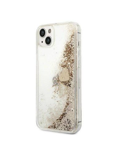 Véritable GUESS Case GUOHCP14MGLHFLGO pour iPhone 14 PLUS (Liquide Glitter Charms / Gold)