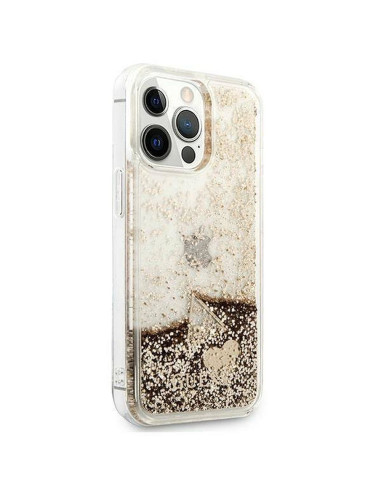 Véritable GUESS Case GUOHCP14XGLHFLGO pour iPhone 14 PRO MAX (Liquide Glitter Charms / Gold)