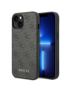 Véritable GUESS Case GUHCP14SG4GFGR pour iPhone 14 (4G Gold Logo / Grey)