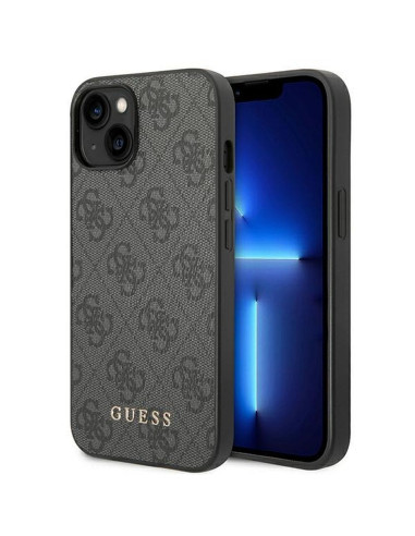 Véritable GUESS Case GUHCP14SG4GFGR pour iPhone 14 (4G Gold Logo / Grey)