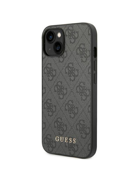 Véritable GUESS Case GUHCP14SG4GFGR pour iPhone 14 (4G Gold Logo / Grey)