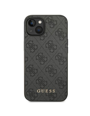 Véritable GUESS Case GUHCP14SG4GFGR pour iPhone 14 (4G Gold Logo / Grey)