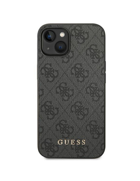 Véritable GUESS Case GUHCP14SG4GFGR pour iPhone 14 (4G Gold Logo / Grey)