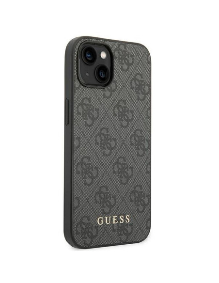 Véritable GUESS Case GUHCP14SG4GFGR pour iPhone 14 (4G Gold Logo / Grey)