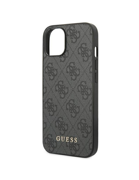 Véritable GUESS Case GUHCP14SG4GFGR pour iPhone 14 (4G Gold Logo / Grey)