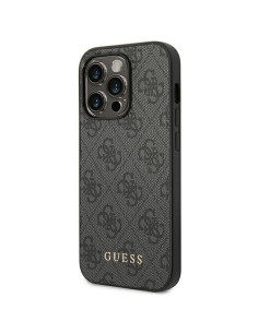 Véritable GUESS Case GUHCP14LG4GFGR pour iPhone 14 PRO (4G Gold Logo / Grey) 2