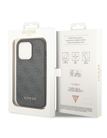Véritable GUESS Case GUHCP14XG4GFGR pour iPhone 14 PRO MAX (4G Gold Logo / Grey)