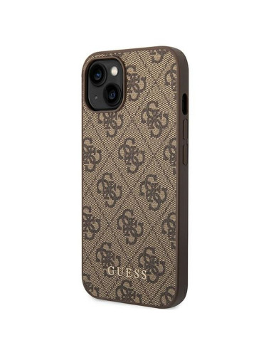 Véritable GUESS Case GUHCP14SG4GFBR pour iPhone 14 (4G Gold Logo / Brown)