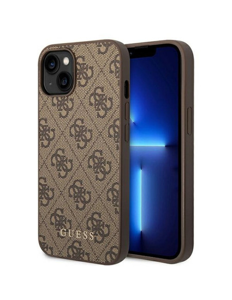 Véritable GUESS Case GUHCP14MG4GFBR pour iPhone 14 PLUS (4G Gold Logo / Brown)