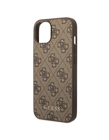 Véritable GUESS Case GUHCP14MG4GFBR pour iPhone 14 PLUS (4G Gold Logo / Brown)
