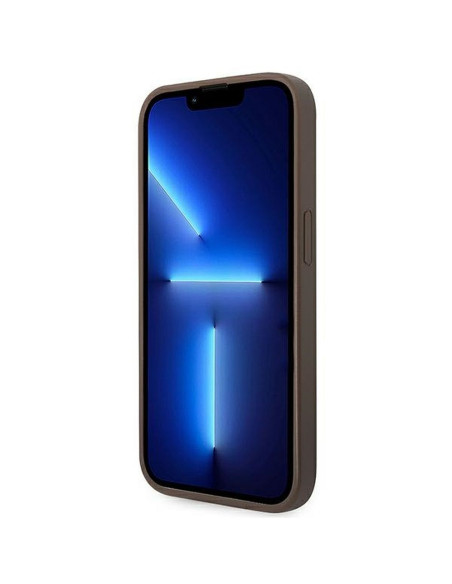 Véritable GUESS Case GUHCP14LG4GFBR pour iPhone 14 PRO (4G Gold Logo / Brown)