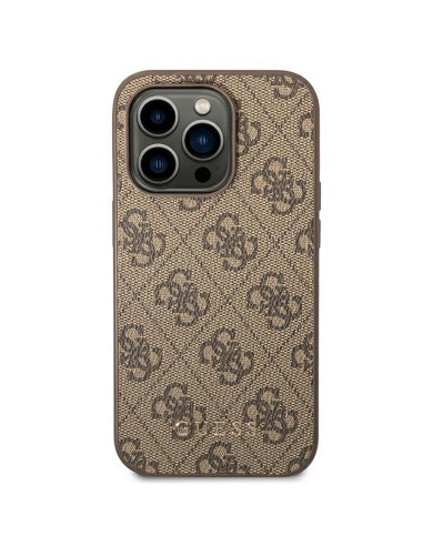Véritable GUESS Case GUHCP14XG4GFBR pour iPhone 14 PRO MAX (4G Gold Logo / Brown)