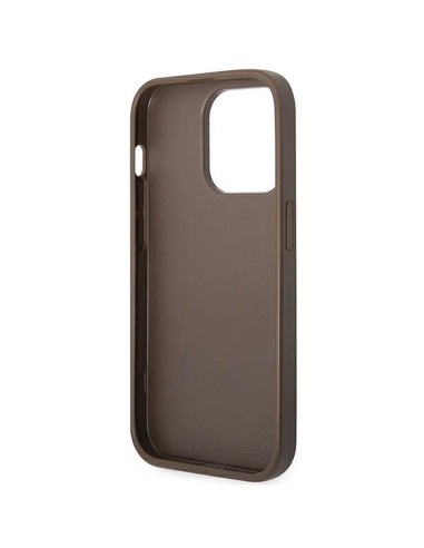 Véritable GUESS Case GUHCP14XG4GFBR pour iPhone 14 PRO MAX (4G Gold Logo / Brown)