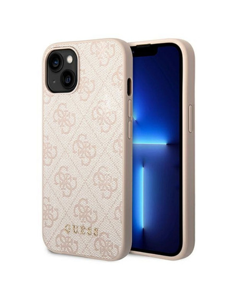 Véritable GUESS Case GUHCP14SG4GFPI pour iPhone 14 (4G Gold Logo / Pink)