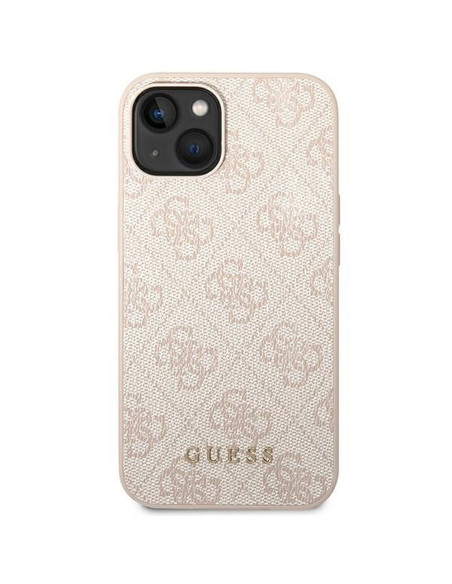 Véritable GUESS Case GUHCP14SG4GFPI pour iPhone 14 (4G Gold Logo / Pink)