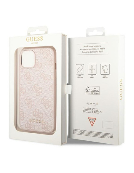 Véritable GUESS Case GUHCP14MG4GFPI pour iPhone 14 PLUS (4G Gold Logo / Pink)
