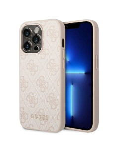Véritable GUESS Case GUHCP14LG4GFPI pour iPhone 14 PRO (4G Gold Logo / Pink)
