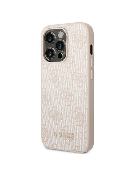 Véritable GUESS Case GUHCP14LG4GFPI pour iPhone 14 PRO (4G Gold Logo / Pink)