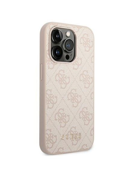 Véritable GUESS Case GUHCP14LG4GFPI pour iPhone 14 PRO (4G Gold Logo / Pink)