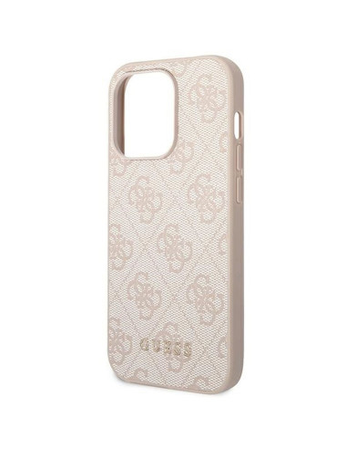 Véritable GUESS Case GUHCP14XG4GFPI pour iPhone 14 PRO MAX (4G Gold Logo / Pink)