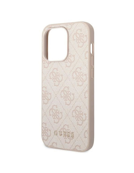 Véritable GUESS Case GUHCP14XG4GFPI pour iPhone 14 PRO MAX (4G Gold Logo / Pink)