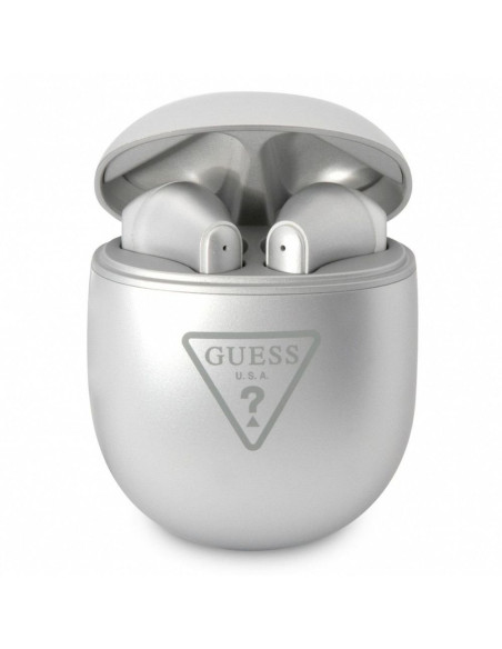 Bluetooth Earphones Stereo TWS GUESS with docking station GUTWST82TRS (Triangle Logo / silver)