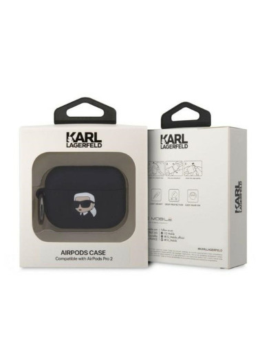 Véritable KARL LAGERFELD KLAP2RUNIKK Case pour Apple Airpods Pro 2 (3D Sil NFT Karl / black)