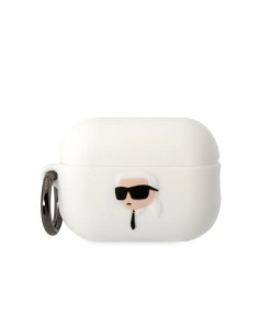 Véritable KARL LAGERFELD KLAP2RUNIKH Case pour Apple Airpods Pro 2 (3D Sil NFT Karl / white)