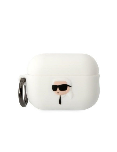 Véritable KARL LAGERFELD KLAP2RUNIKH Case pour Apple Airpods Pro 2 (3D Sil NFT Karl / white)
