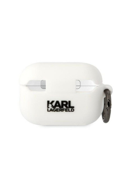 Véritable KARL LAGERFELD KLAP2RUNIKH Case pour Apple Airpods Pro 2 (3D Sil NFT Karl / white)