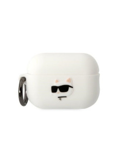 Véritable KARL LAGERFELD KLAP2RUNCHH Case pour Apple Airpods Pro 2 (3D Sil NFT Choupette / blanc)