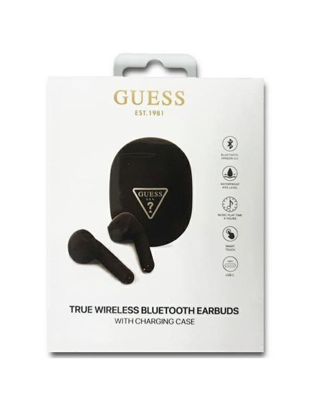 Bluetooth Earphones Stereo TWS GUESS with docking station GUTWST82TRK (Triangle Logo / black)