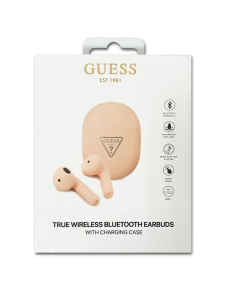 Bluetooth Earphones Stereo TWS GUESS with docking station GUTWST82TRP (Triangle Logo / pink)