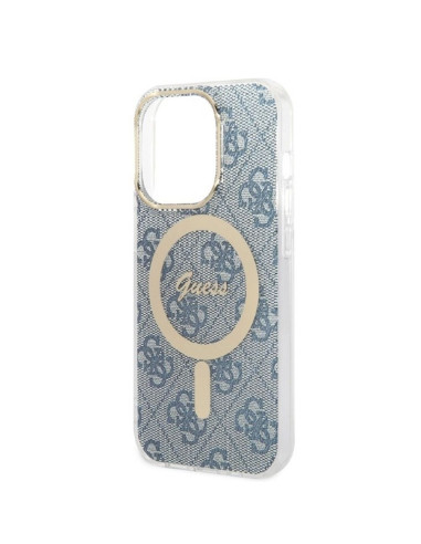 Original GUESS GUBPP14LH4EACSB Kit pour iPhone 14 Pro (Pack groupé / Compatible avec Magsafe : Boîtier + Chargeur / 4G / Or - Bl