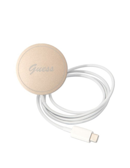 Original GUESS GUBPP14LH4EACSB Kit pour iPhone 14 Pro (Pack groupé / Compatible avec Magsafe : Boîtier + Chargeur / 4G / Or - Bl