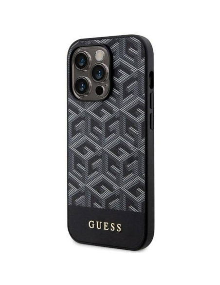 Véritable GUESS Case GUHMP14LHGCFSEK pour iPhone 14 PRO (MAG GCUBE / noir)