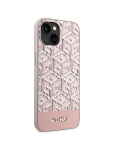 Véritable GUESS Case GUHMP14SHGCFSEP pour iPhone 14 (Compatible avec Magsafe GCUBE Stripes / rose)