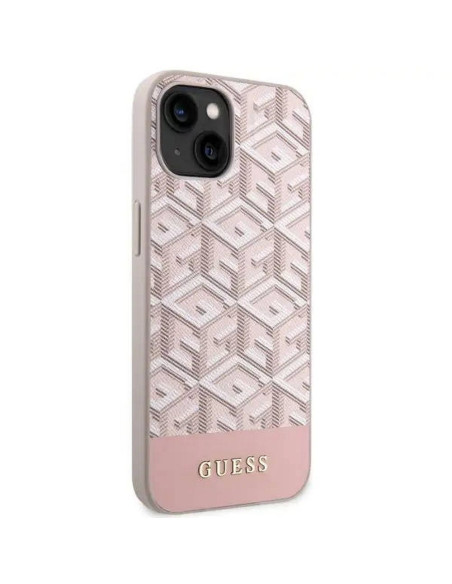 Véritable GUESS Case GUHMP14SHGCFSEP pour iPhone 14 (Compatible avec Magsafe GCUBE Stripes / rose)