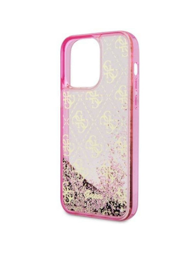 Véritable GUESS Case GUHCP14LLC4PSGP pour iPhone 14 PRO (Liquid Glitter 4G Translucent / Pink)
