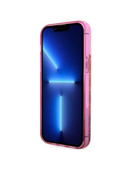Véritable GUESS Case GUHCP14LLC4PSGP pour iPhone 14 PRO (Liquid Glitter 4G Translucent / Pink)
