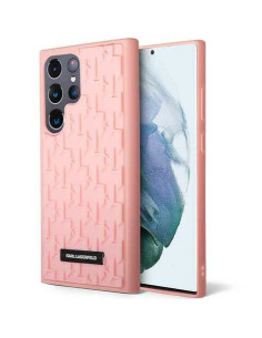 Véritable KARL LAGERFELD Case KLHCS23LRUPKLPP pour SAMSUNG S23 Ultra (Rubber Mono Logo Plate / pink)