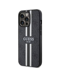 Véritable GUESS Case GUHMP13LP4RPSK pour iPhone 13 PRO (Compatible avec Magsafe 4G Rayures imprimées / noir) 2