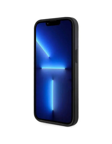 Véritable GUESS Case GUHMP14SP4RPSK pour iPhone 14 (Compatible avec Magsafe 4G Rayures imprimées / Noir)