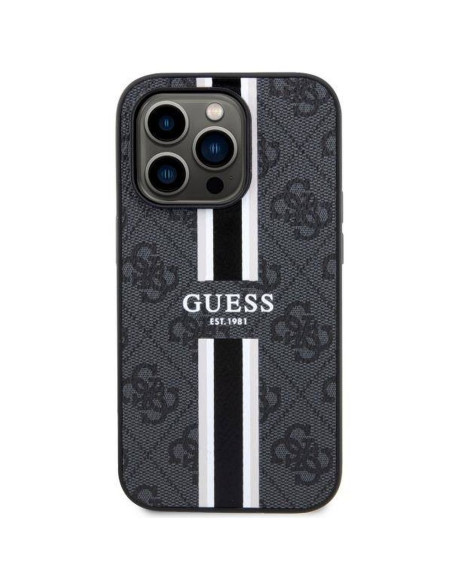 GUESS case for IPHONE 14 Pro Max compatible with MagSafe GUHMP14XP4RPSK (4G Printed Stripes) black