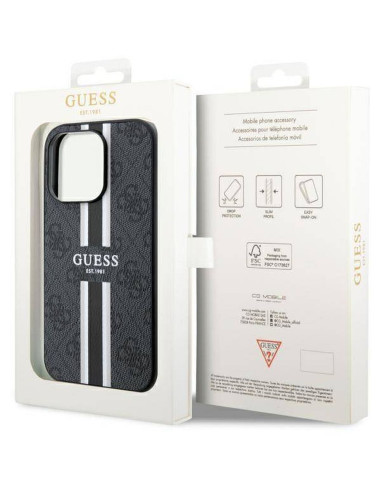 GUESS case for IPHONE 14 Pro Max compatible with MagSafe GUHMP14XP4RPSK (4G Printed Stripes) black
