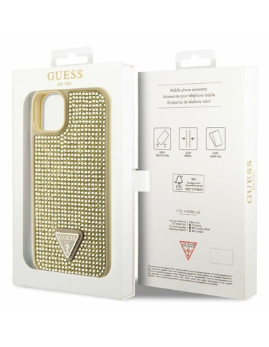 GUESS Coque pour IPHONE 13 / 14 / 15 GUHCP14SHDGTPD (Rhinestone Triangle) or