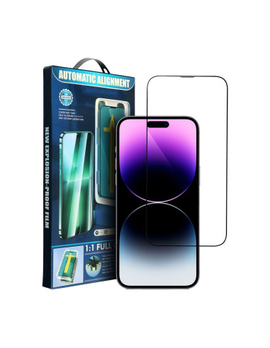 5D Full Glue Tempered Glass for iPhone 16 Pro Max black + applicator